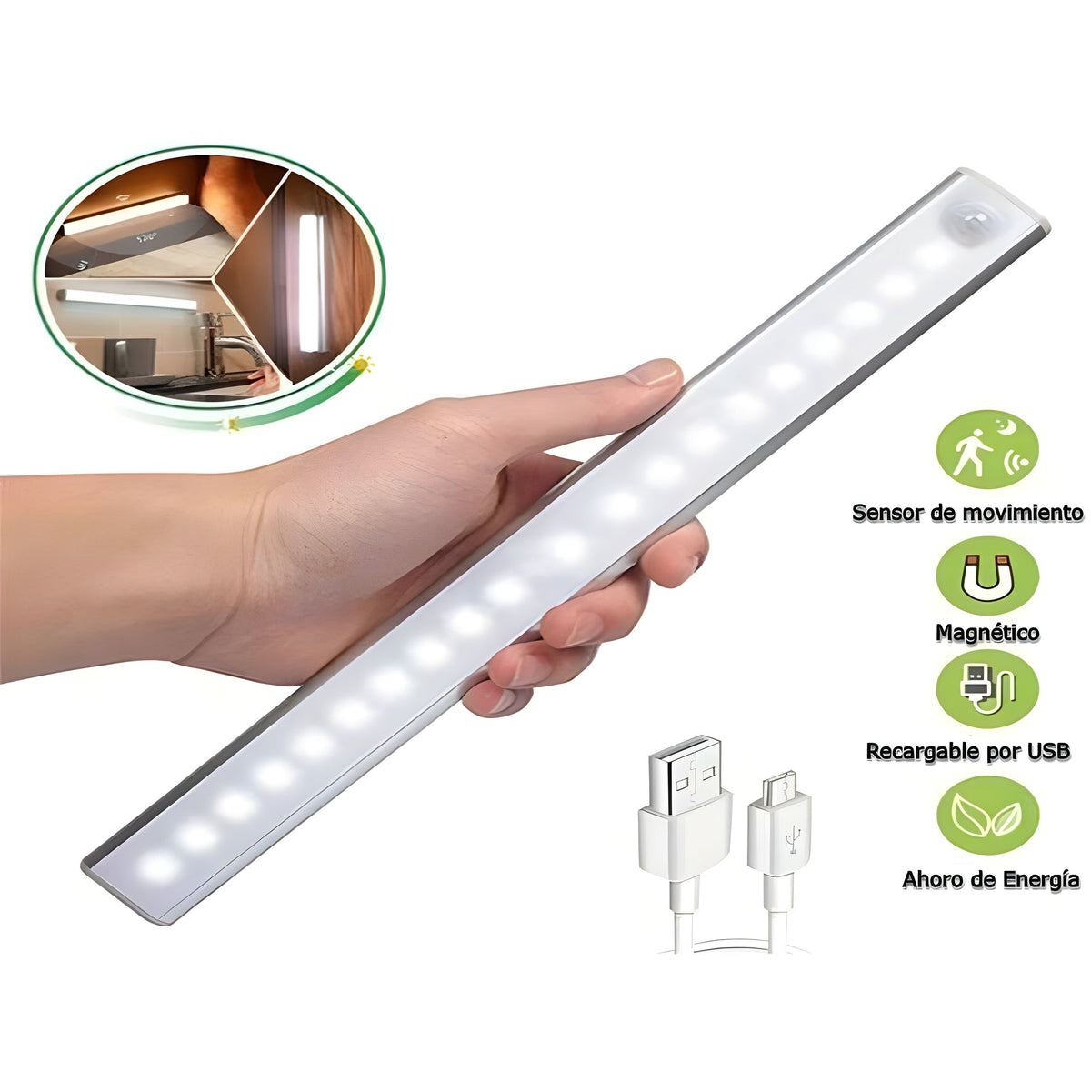 Lámpara con sensor de movimiento recargable USB - Set Renueva y Decora tu Cocina