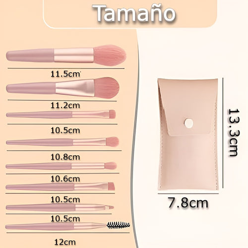 Brochas de Maquillaje para Viaje (Set de 8)