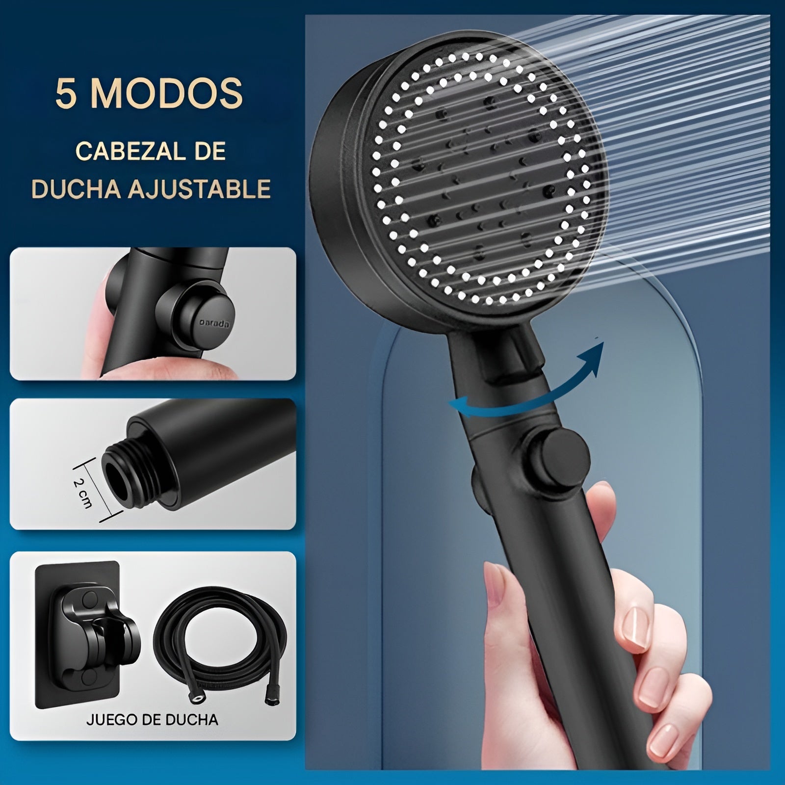 Cabezal de ducha de Ahorro de agua con 5 modos – Envío a toda Venezuela – NQLN Store