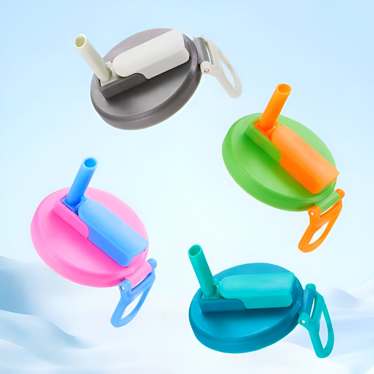 Tapas de silicona con popote para latas(pack de 4)