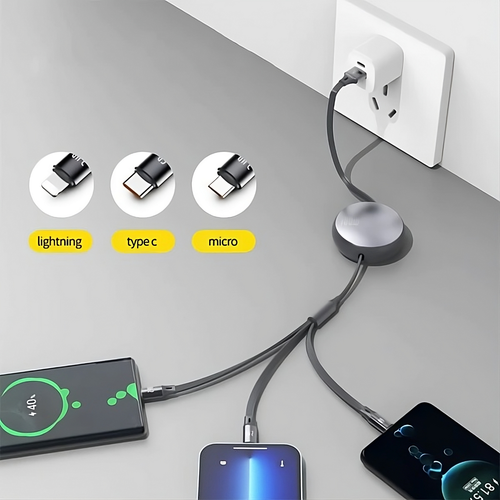 Cable de carga Lightning retractil 3 en 1