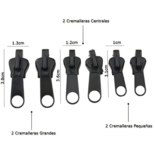 Cremalleras universales de metal (6 unidades)