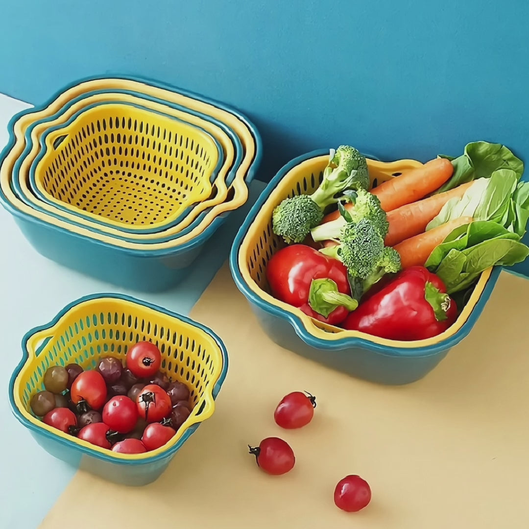 Juego de 4 coladores de alimentos de plástico (Pack de 8)