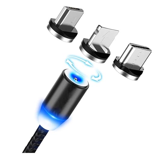Cable de carga magnetico USB con luz LED 3 en 1