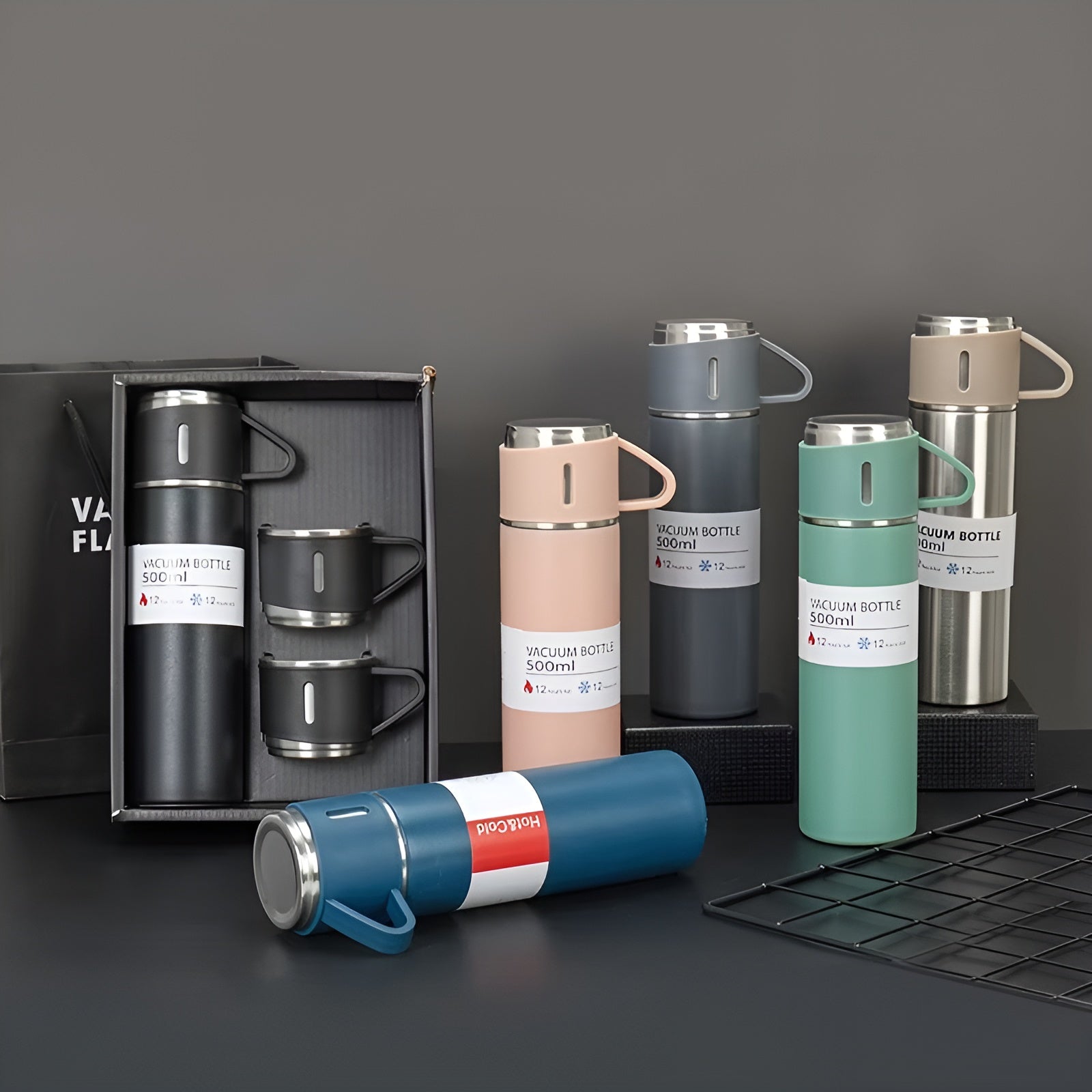 Termo para bebidas calientes y frías con tazas