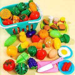 Juego de alimentos de juego de simulación cesta de verduras falsas para niños
