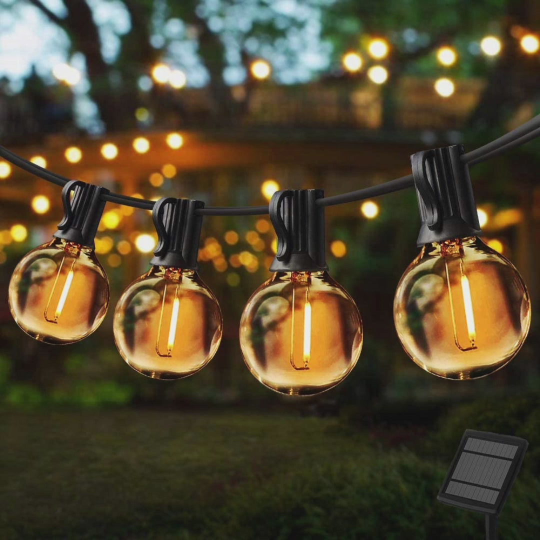 Luces para exteriores de 10 metros de Longitud y 25 Bombillos.