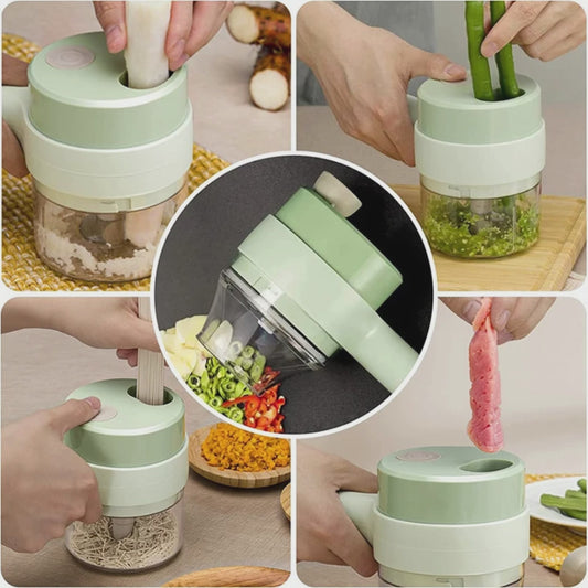 Cortador de verduras eléctrico 4 en 1