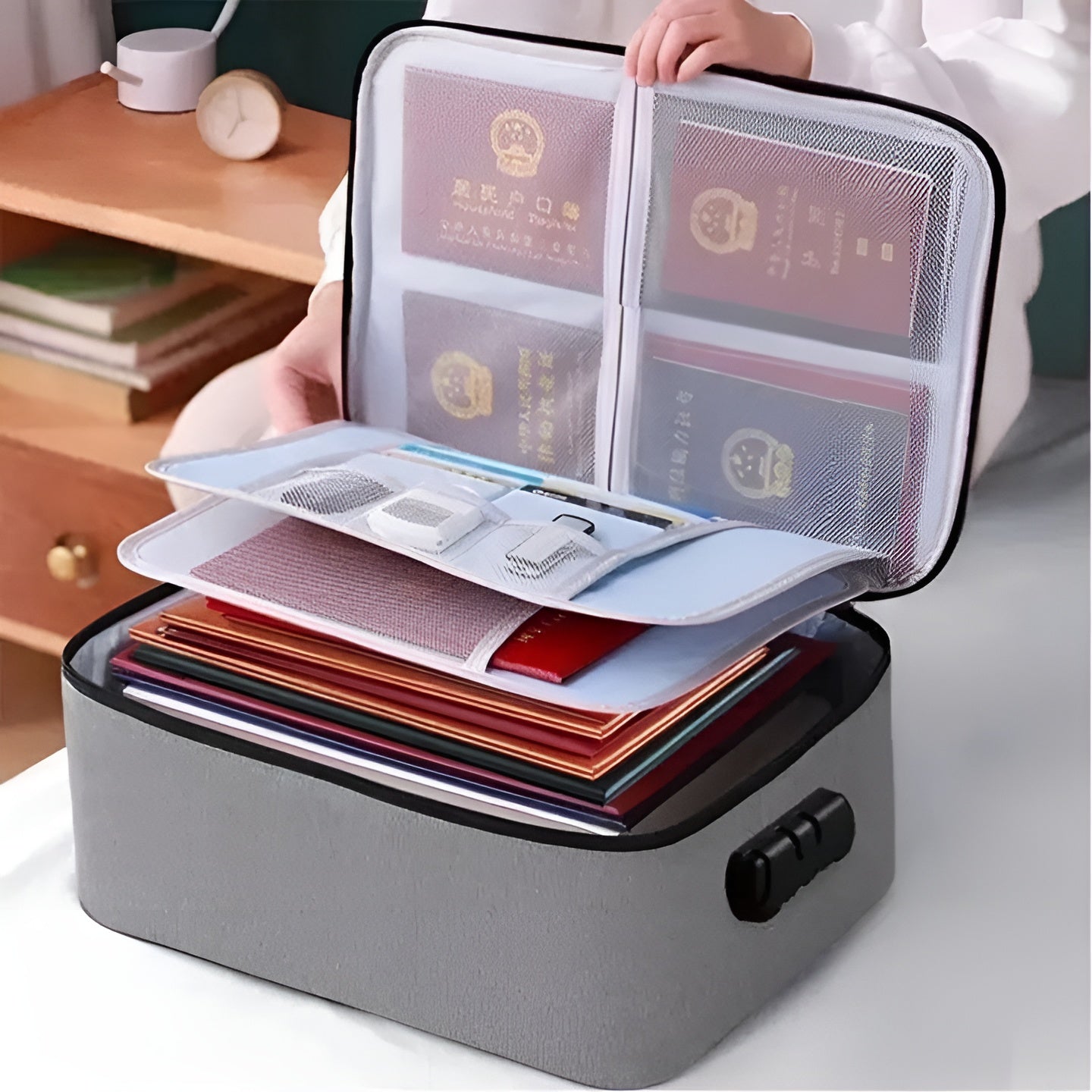 Bolso organizador de documentos con cerradura – Disponible en NQLN Store con envío gratis desde $20