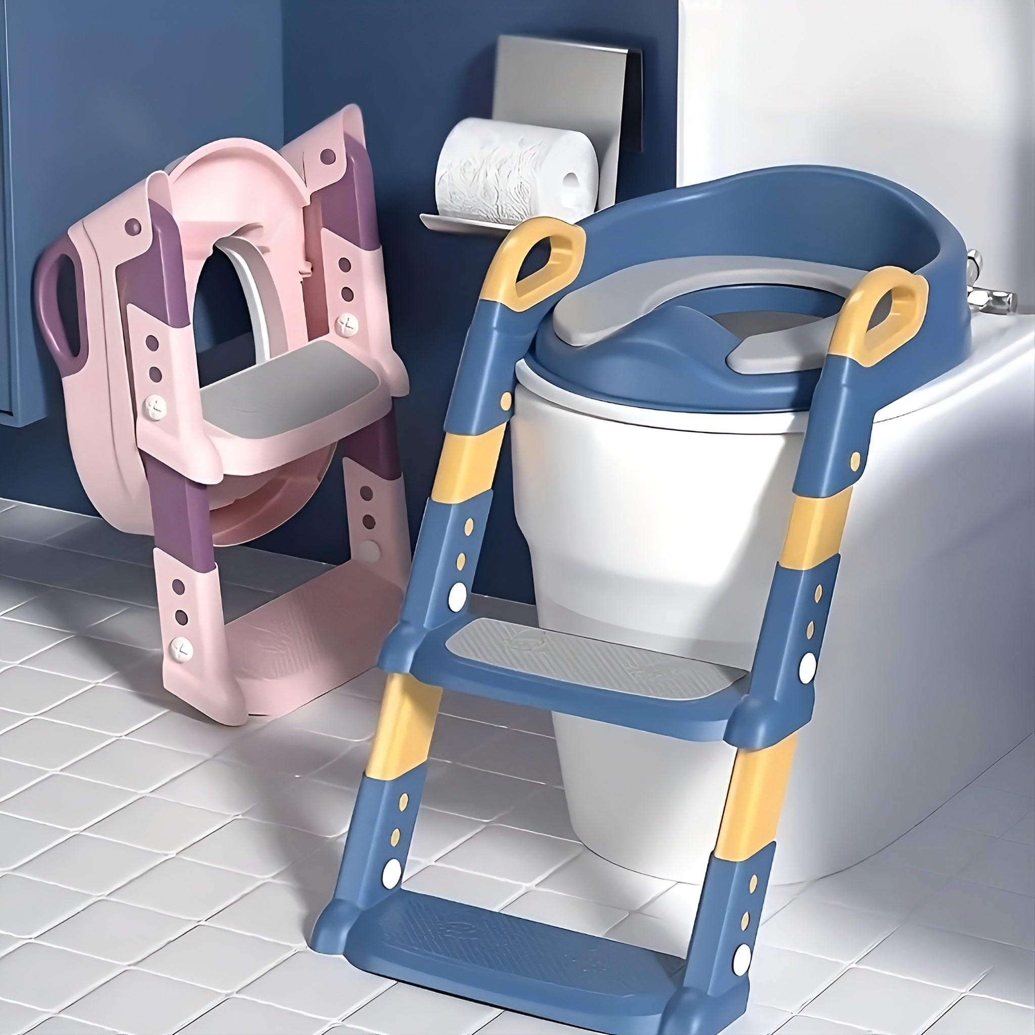 Asiento de inodoro con escalera para niños