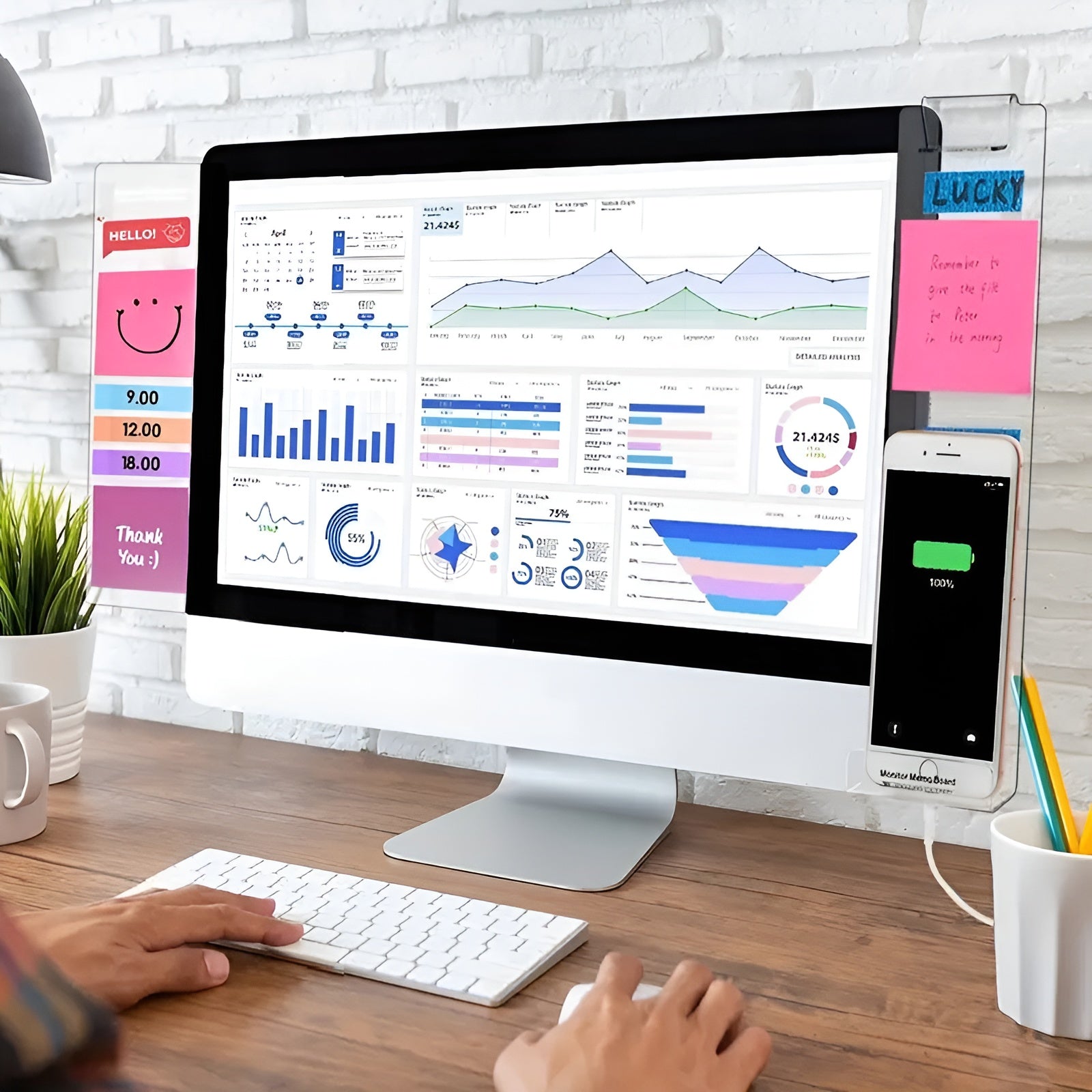 Tablero transparente de notas para monitor