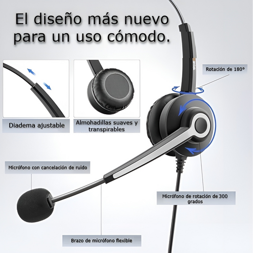 Auriculares USB con microfono para computadora para callcenter