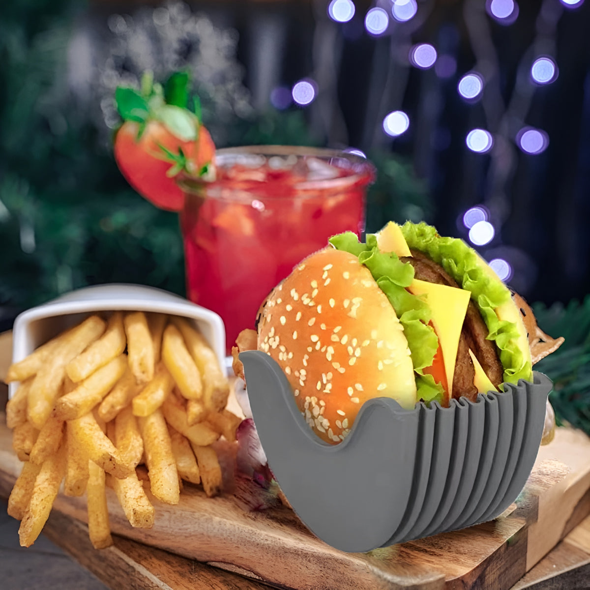 Soportes retráctiles de silicona para hamburguesas
