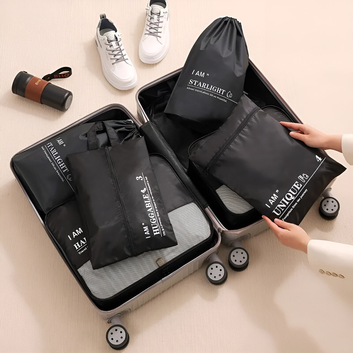 Set de bolsas de viaje para organización en maleta (Pack de 6) – Tienda online NQLN Store Venezuela