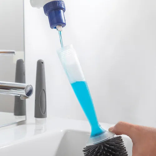 Cepillo 2 en 1 con liquido de limpieza para inodoro