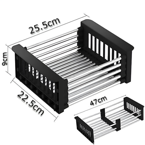 Escurridor de platos de cocina retractil de acero inoxidable