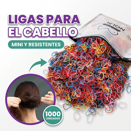 Ligas elasticas para el cabello para niñas (1000 unidades)