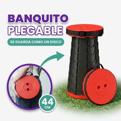 Banquito plegable flexible y portatil en forma de disco