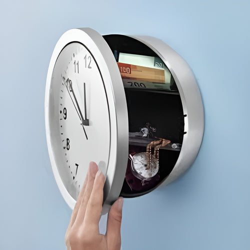 Caja fuerte de pared en forma de reloj
