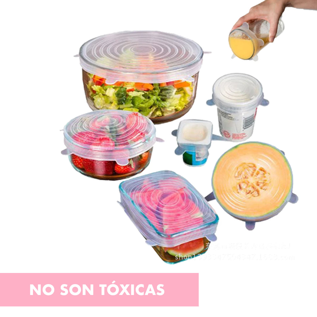 Tapas elásticas de silicona Albal® para cubrir la comida de forma  sostenible.